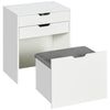 Makeup Vanity Set with Flip-Top Mirror and Stool - White