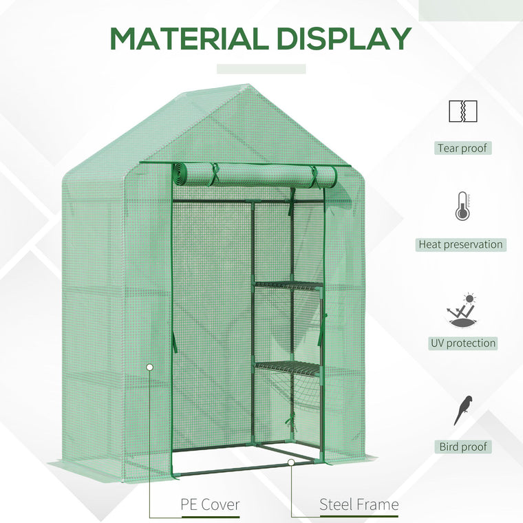 55" x 28" x 75" Green Greenhouse with 4 Shelves & PE Cover