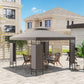 10 x 10 FT Canopy Gazebo, Double Roof Patio Gazebo with Screen Panels and Metal Frame for Deck, Backyard, Khaki