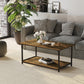 Industrial Coffee Table with Storage Shelf, 2-tier Center Table for Living Room, Rustic Brown