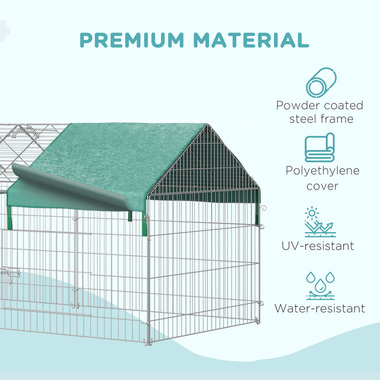 87" x 41" x 41" Green Metal Pet Playpen with Roof & Cover