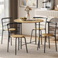 5 Piece Dining Table Set, Space Saving Round Dining Set for 4 with Metal Frame for Small Spaces, Natural
