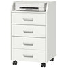 4-Drawer Mobile Filing Cabinet with Lock - White