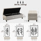 Rectangular Entry Bench, Tufted Upholstered Linen Fabric Wood Feet Storage Ottoman Bench, Beige