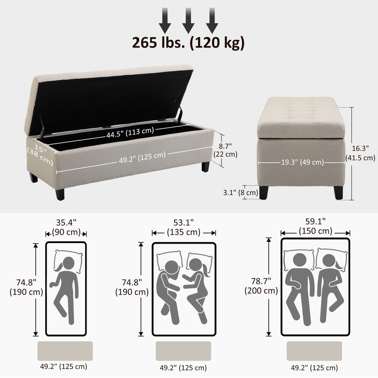 Tufted Storage Bench with Wood Feet
