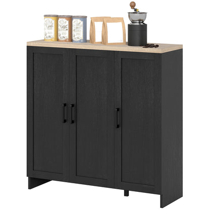 Sideboard Buffet Cabinet with 3 Doors - Black