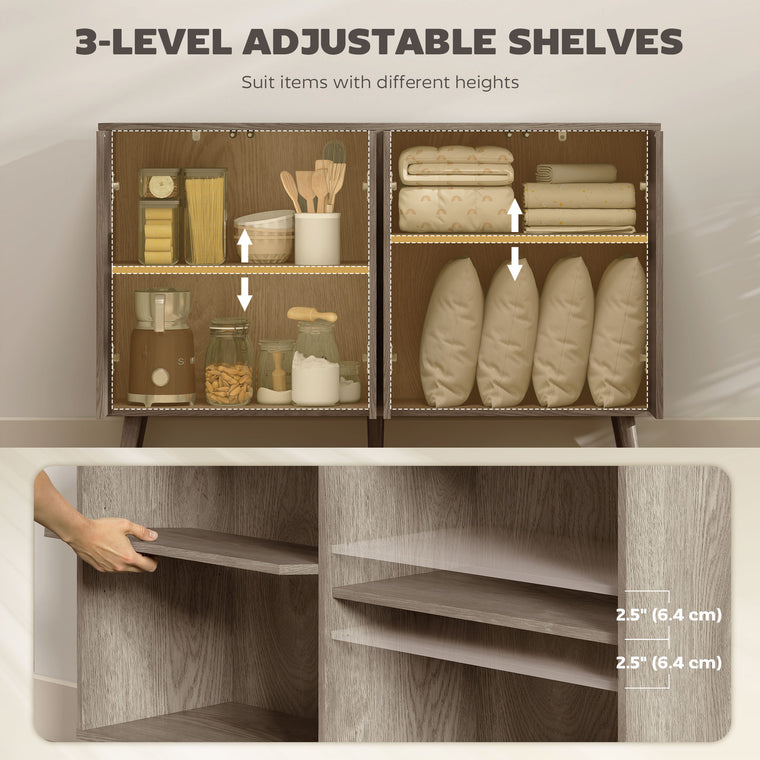 Fluted Buffet Cabinet with Adjustable Shelves