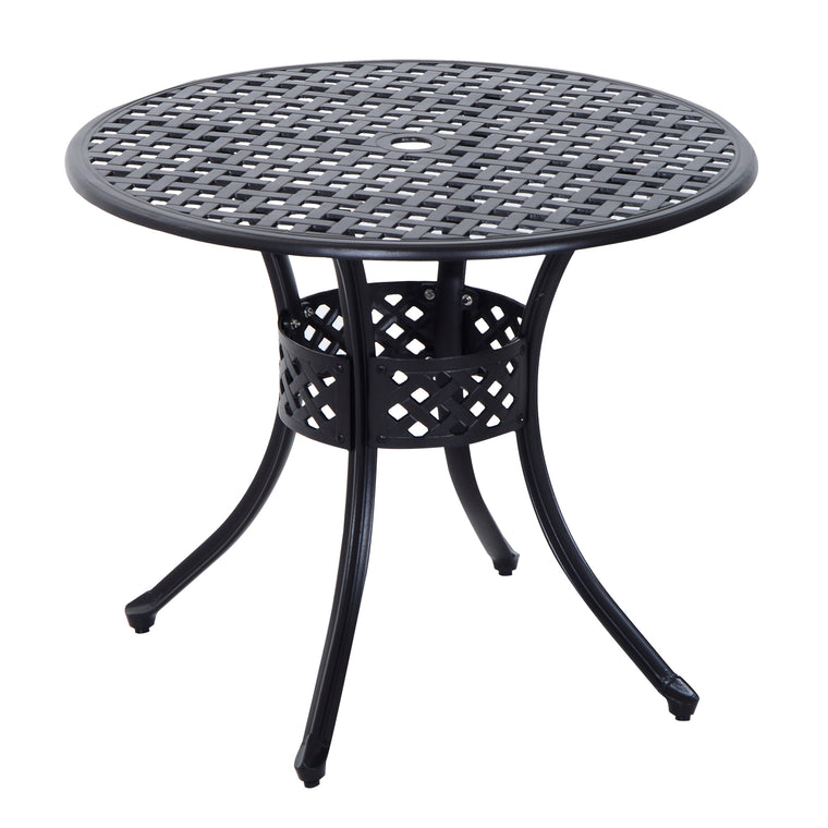 Black 33" Round Cast Aluminum Dining Table