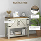 Farmhouse Kitchen Storage Cabinet, Free Standing Sideboard Console Table with Barn Doors, Bottom Shelf, White