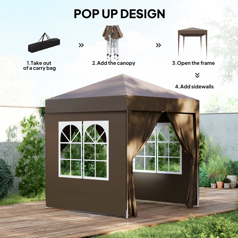 6.6' x 6.6' Coffee Pop-Up Gazebo with Sidewalls & Carry Bag