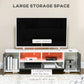 TV Stand for TVs up to 60", TV Unit with LED Lights, Storage Shelves and Cupboards, 53.9" x 13.8" x 16.5", Grey