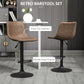 Adjustable Counter Height Bar Stools Set of 2, 360° Swivel Kitchen Counter Stools Dining Chairs with Backs, Vintage Leather, Brown
