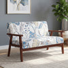 Compact Loveseat Sofa Couch Linen Fabric Double Seat Sofa with Rubber Wood Legs Multicolour