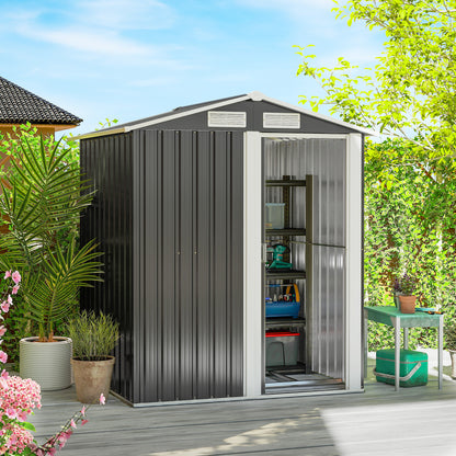 5' x 4' Metal Garden Shed with Sliding Doors and Foundation Kit