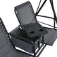 2 Person Covered Porch Swing Patio Swing with Pivot Storage Table, Cup Holder, & Adjustable Overhead Canopy, Black