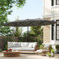 173" Double-Sided Sun Umbrella Garden Parasol Patio Sun Shade Outdoor with LED Solar Light, No Base Included, Dark Gre