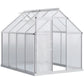 6' x 8' x 6.5' Walk-in Greenhouse, Polycarbonate Greenhouse with Adjustable Roof Vent, Base, Sliding Door, Clear