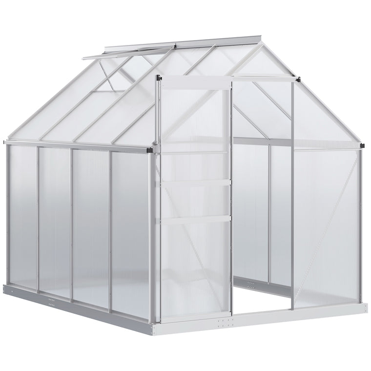 6' x 8' x 6.5' Clear Polycarbonate Greenhouse with Roof Vent