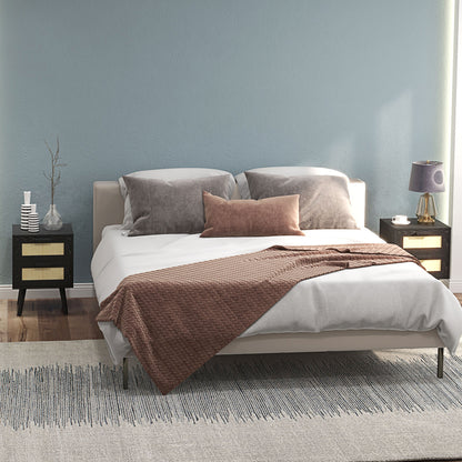Boho Nightstands Set of 2 with 2 Drawers - Black