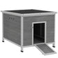 Duck Coop, Wooden Chicken House Rabbit Hutch with Openable Roof, Removable Floor, Double Doors, Ramp, Grey