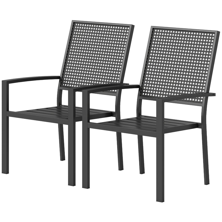 Stackable Dining Chairs with Wicker Mesh Back, Set of 2