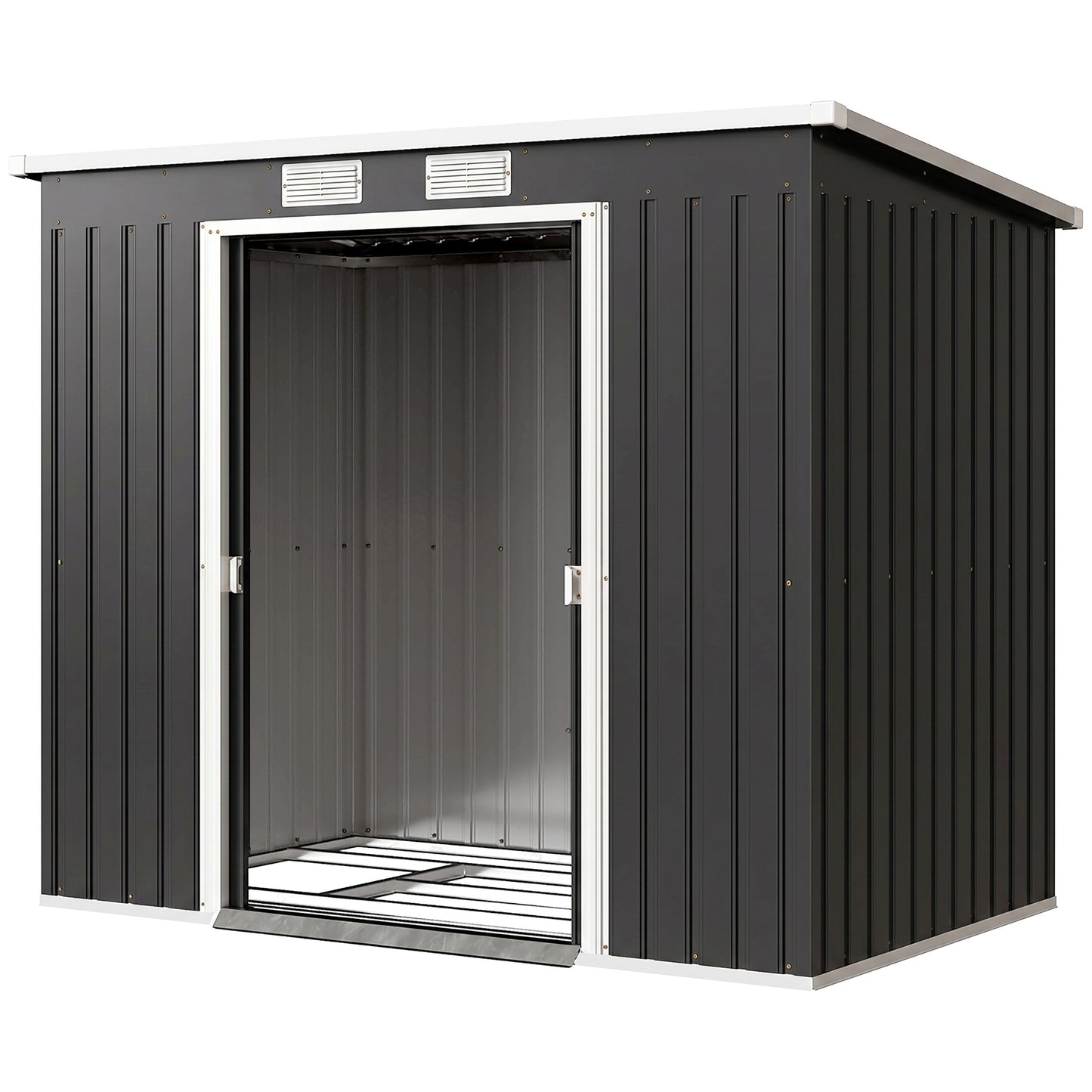7' x 4' Galvanized Steel Garden Shed with Foundation Kit