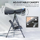 3-Seat Patio Swing Chair, Outdoor Canopy Swing Glider with Adjustable Shade, Grey