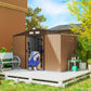 9.1 x 6.4 x 6.3 ft Garden Metal Storage Shed with Floor Foundation, Durable Outdoor Tool Storage House with Double Doors, Weather-Resistant, Dark Grey Yellow