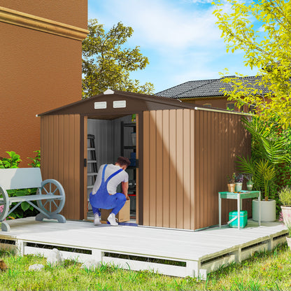 9.1' x 6.4' x 6.3' Storage Shed with Double Doors and Foundation