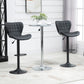 Bar Stools Set of 2, Adjustable Height Swivel Bar Chairs, PU Leather Upholstered Kitchen Counter Stools with Wide Seat, Back and Footrest, Black