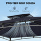 10' x 10' Gazebo, Soft Top Outdoor Gazebo with 2-Tier Roof, Metal Frame, Navy Blue