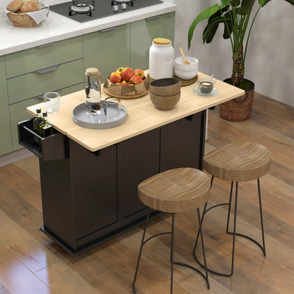 Rolling Kitchen Island with Drop Leaf and Drawers