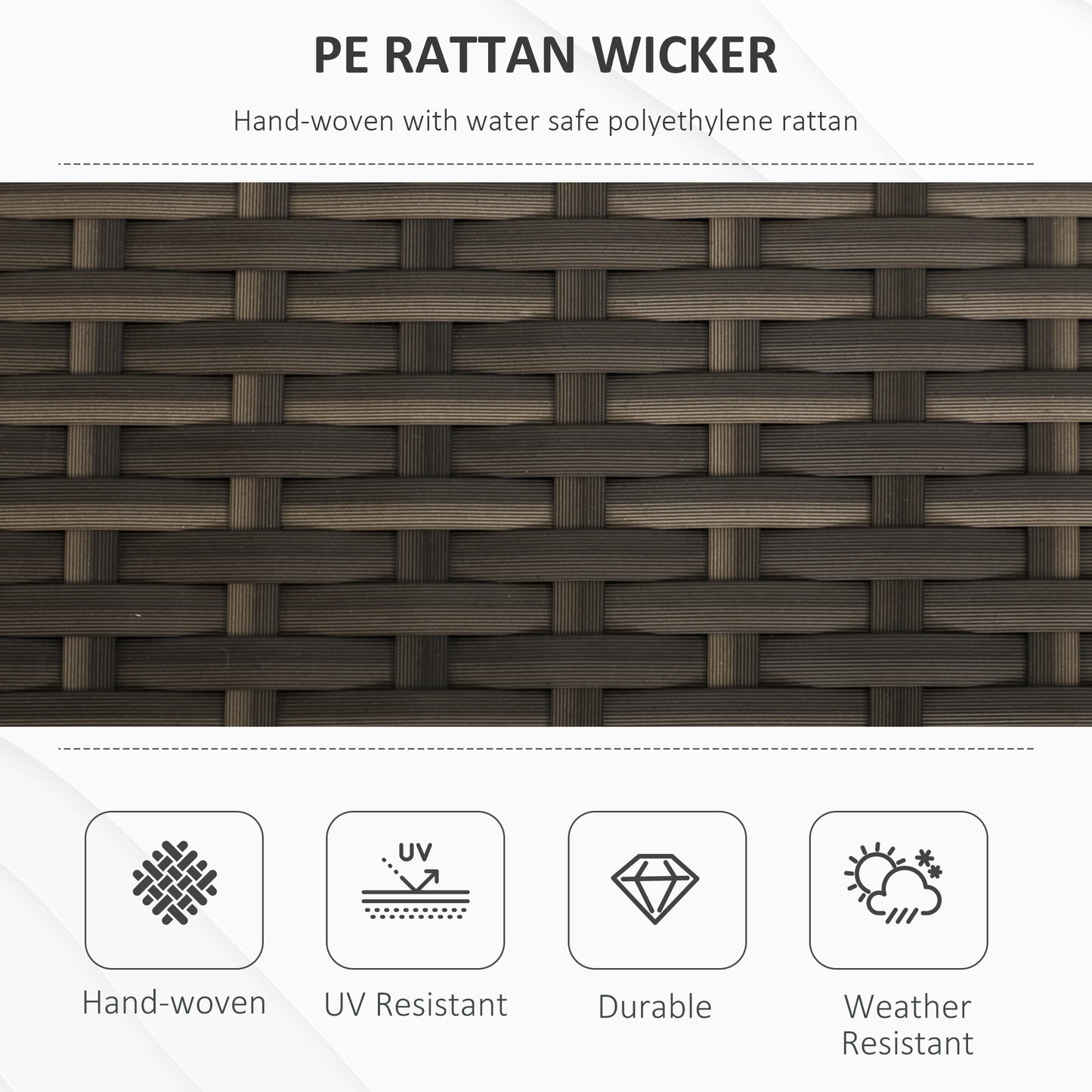 2-In-1 Outdoor PE Rattan Storage Bench, 29 Gallon Patio Wicker Furniture, Basket Box with Handles and Cushion Dark Grey
