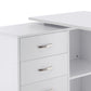 L-Shaped Desk, Computer Corner Desk with Storage Shelf, Drawer, PC Table Home Office Workstation, White