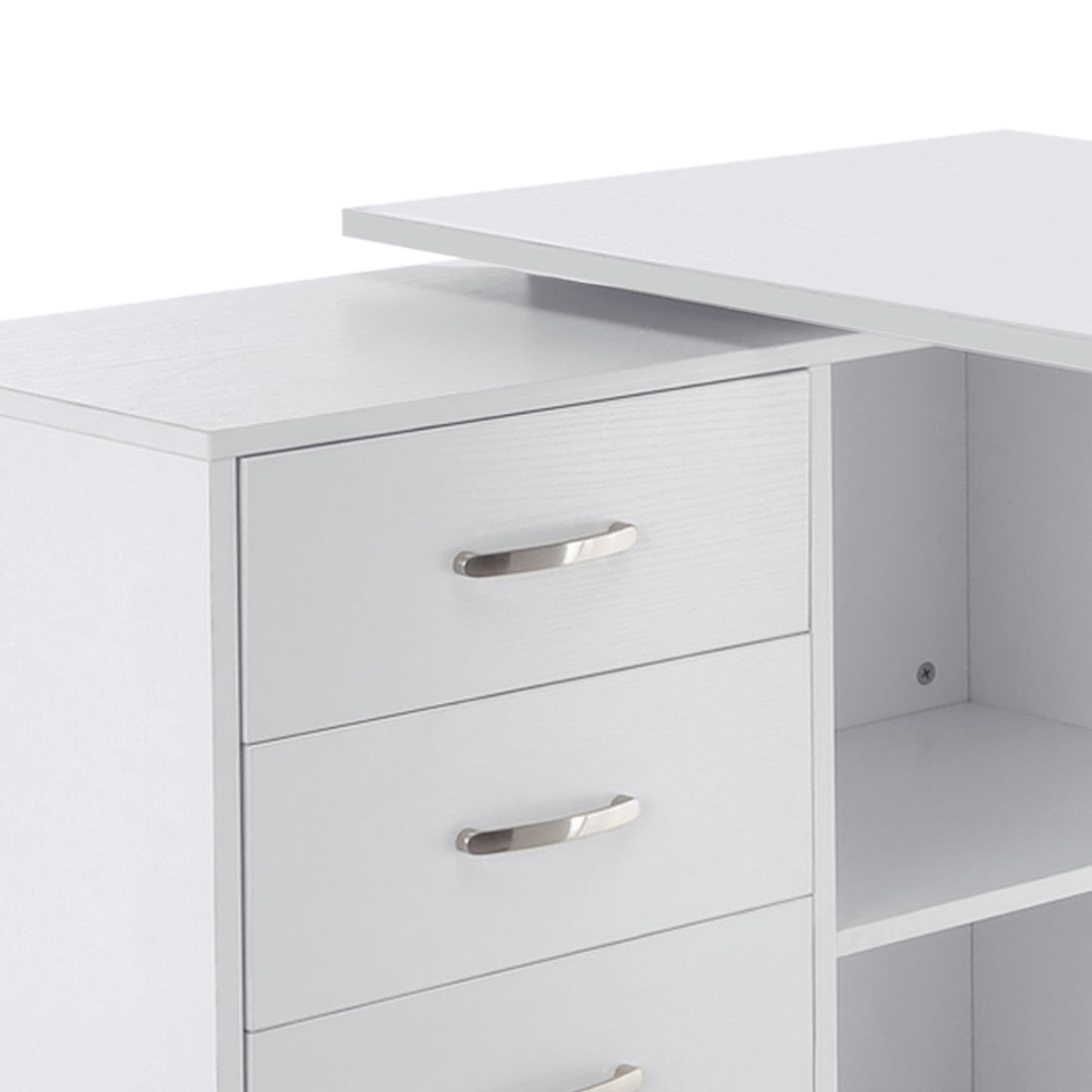 L-Shaped Desk, Computer Corner Desk with Storage Shelf, Drawer, PC Table Home Office Workstation, White