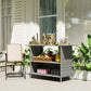 Wicker Outdoor Bar Table, PE Rattan Bar Height Patio Table with 2 Shelves, Steel Frame for Garden, Backyard, Dark Grey