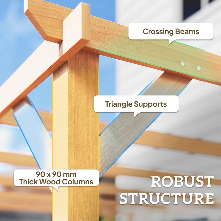 10' x 13' Natural Wood Pergola with Grape Trellis