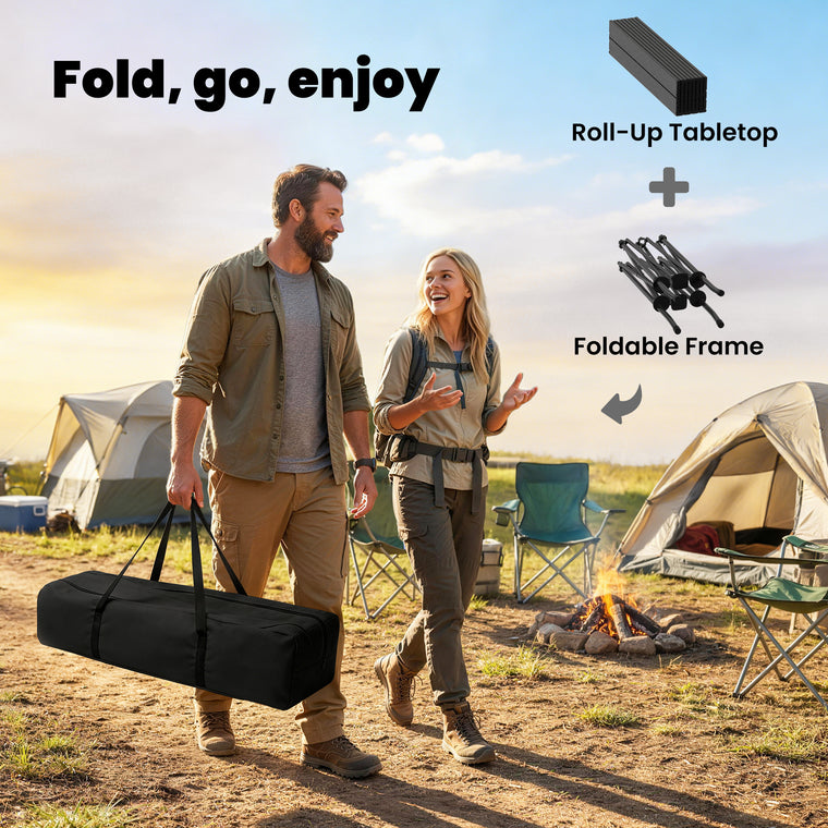 3ft Folding Camping Table with Mesh Storage Net