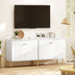 Sideboard, Modern Buffet Cabinet, Coffee Bar Cabinet with Fluted Doors and Adjustable Shelf, White
