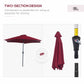 8.5FT Patio Umbrella, Round Garden Parasol with 6 Ribs, Market Sunshade Tilt Canopy w/ Crank Handle for Outdoor, Wine Red