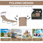 Outdoor Lounge Chair, Adjustable Folding Chaise Lounge with Sun Shade for Beach, Camping, Hiking, Brown