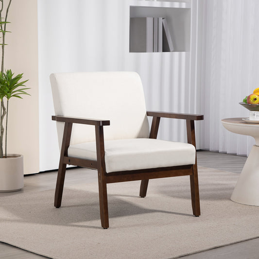 Linen-Feel Cushioned Accent Chair