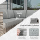 4 Pieces Rattan Wicker Outdoor Conversation Furniture Set w/ Corner Sofa Loveseats Coffee Table Cushions, Grey