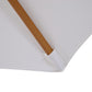 10' x 8' Bamboo Wooden Round Market Patio Sun Umbrella, Garden Parasol, Outdoor Sunshade Canopy, White