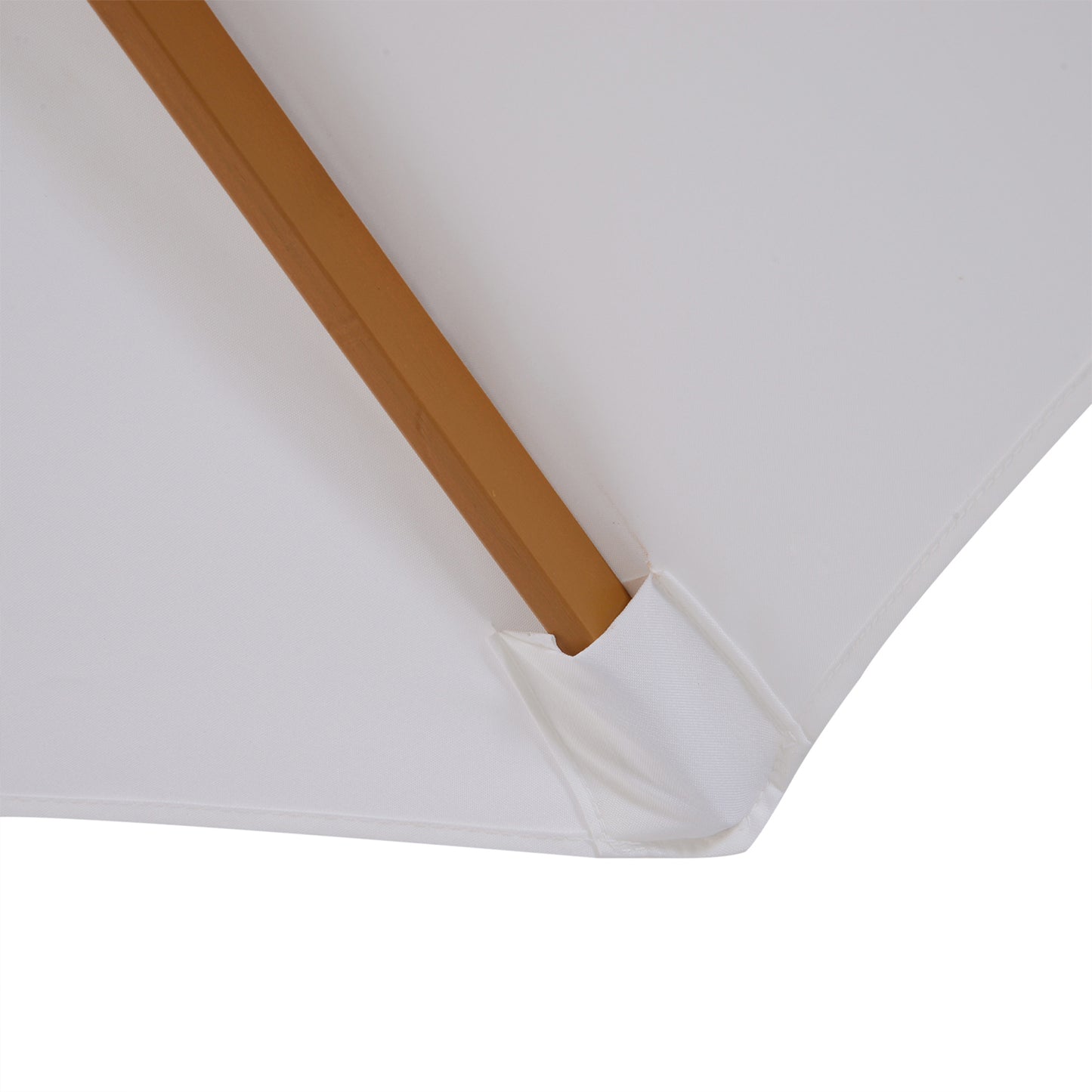 10' x 8' Bamboo Wooden Round Market Patio Sun Umbrella, Garden Parasol, Outdoor Sunshade Canopy, White