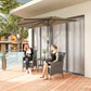 9.8ft Half Umbrella Semi Round Patio Parasol with Crank Handle, Top Vent for Garden, Balcony- NO BASE INCLUDED, Coffee