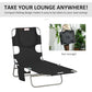 Folding Outdoor Lounge Chair, 5-Level Tanning Chair with Face Hole, Side Pocket, Carry Strap for Beach Pool, Black