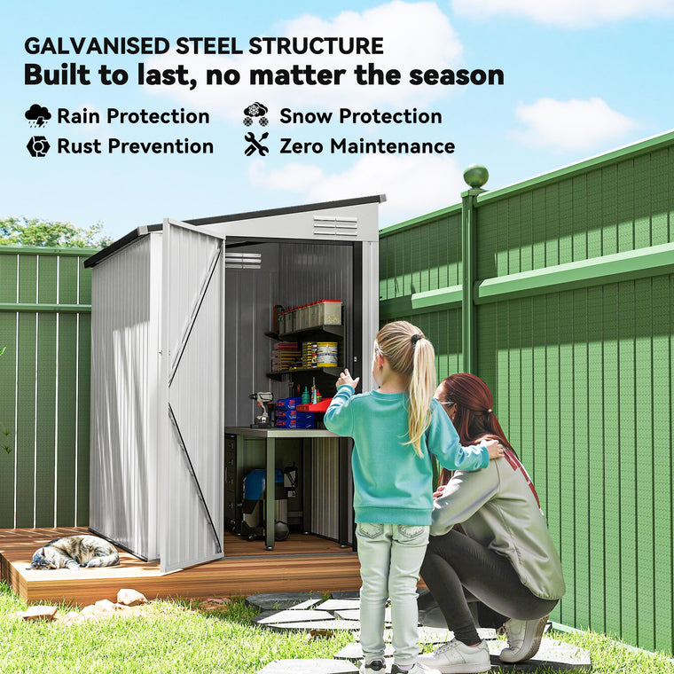 Metal Lean-To Tool Shed with Lockable Door & Air Vents