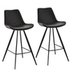 Set of 2 Microfiber Bar Stools with Padded Seat - Black