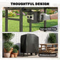 Charcoal BBQ Grill with Foldable Shelves, Barbecue Grill with Warming Rack, Thermometer, Wheels, Natural Wood and Black